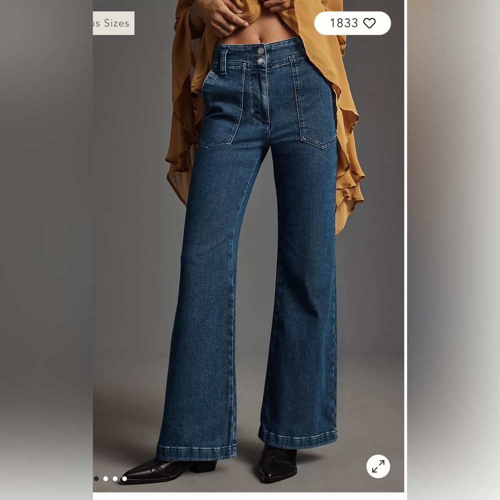 NWT Anthropologie The Naomi High-Rise Wide-Leg Jeans by Maeve size 28 petite - Picture 1 of 14